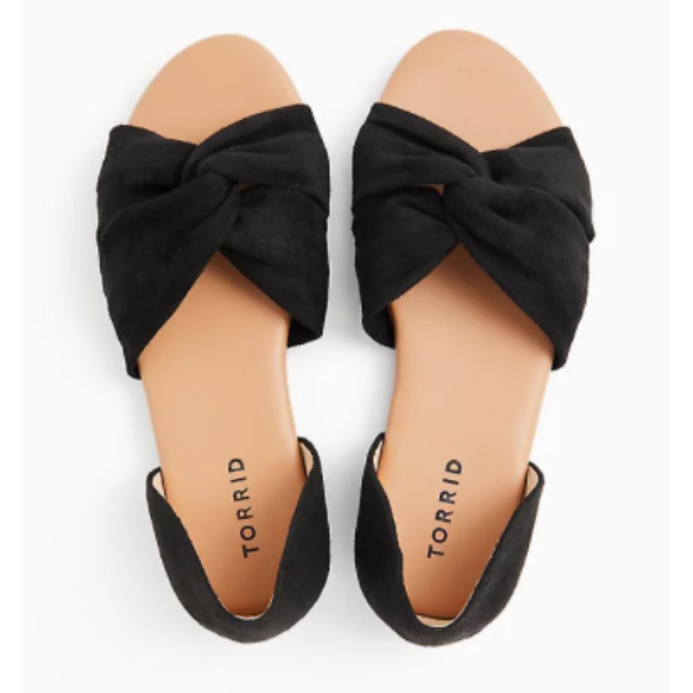 NWT 7 WW Black Faux Suede Twist Front Flats